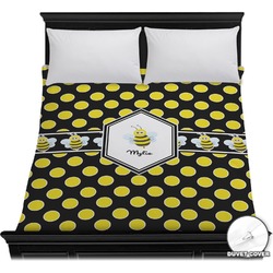 Bee & Polka Dots Duvet Cover - Full / Queen (Personalized)