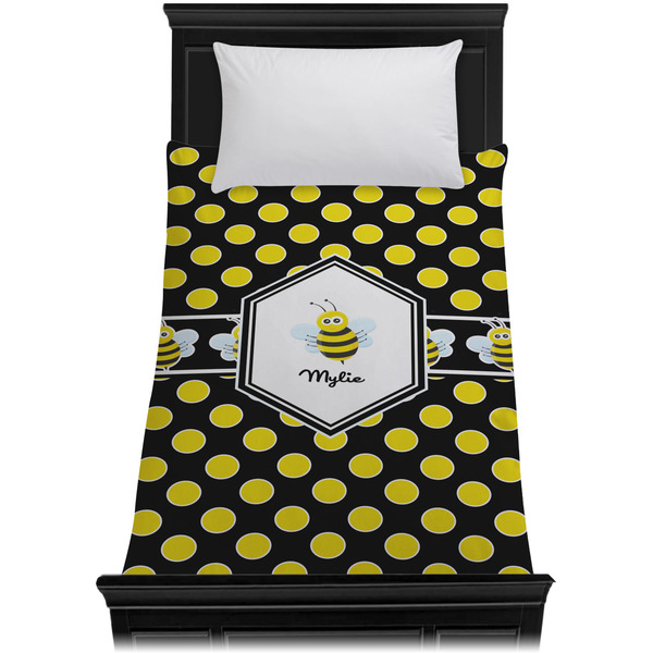 Bee & Polka Dots Duvet Cover - Twin XL - On Bed - No Prop