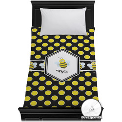 Bee & Polka Dots Duvet Cover - Twin XL (Personalized)