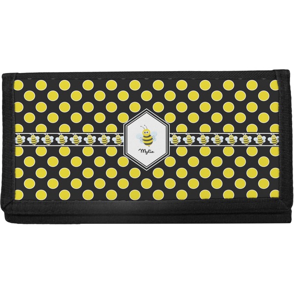Custom Bee & Polka Dots Canvas Checkbook Cover (Personalized)