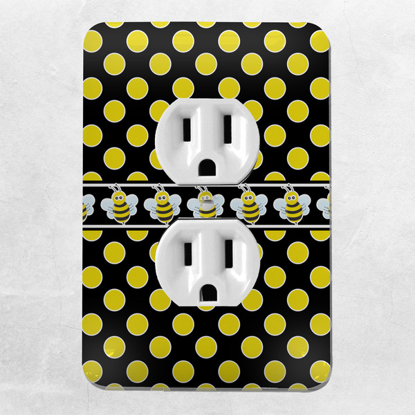 Bee & Polka Dots Electric Outlet Plate - LIFESTYLE