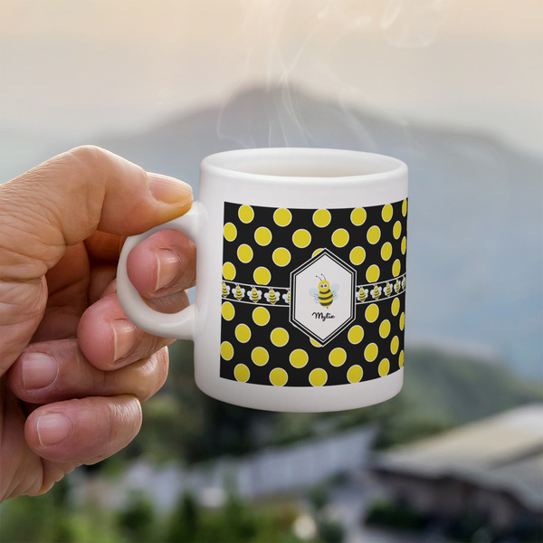 Custom Bee & Polka Dots Single Shot Espresso Cup - Single (Personalized)