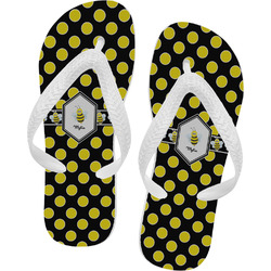 Bee & Polka Dots Flip Flops - Small (Personalized)