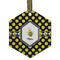 Bee & Polka Dots Frosted Glass Ornament - Hexagon