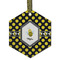 Bee & Polka Dots Flat Glass Ornament - Hexagon w/ Name or Text