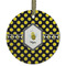 Bee & Polka Dots Frosted Glass Ornament - Round