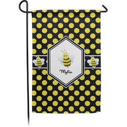 Bee & Polka Dots Small Garden Flag - Double Sided w/ Name or Text