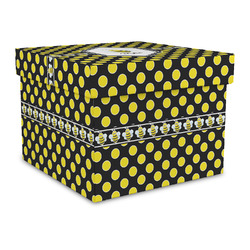 Bee & Polka Dots Gift Box with Lid - Canvas Wrapped - Large (Personalized)