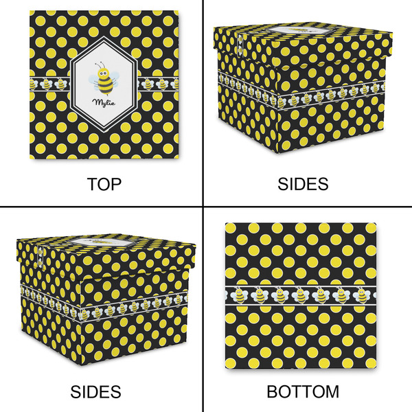 Bee & Polka Dots Gift Boxes with Lid - Canvas Wrapped - Small - Approval