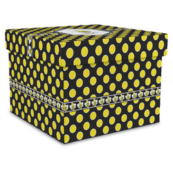 Bee & Polka Dots Gift Box with Lid - Canvas Wrapped - XX-Large (Personalized)