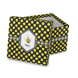 Bee & Polka Dots Gift Box with Lid - Canvas Wrapped (Personalized)