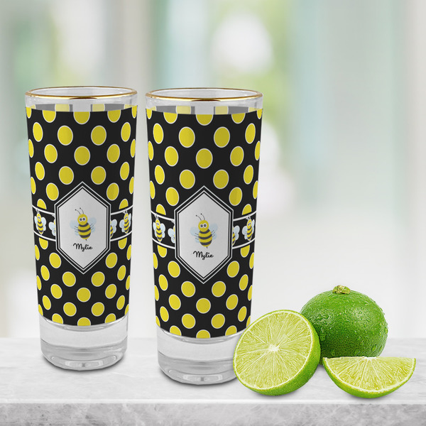 Bee & Polka Dots Glass Shot Glass - 2 oz - LIFESTYLE