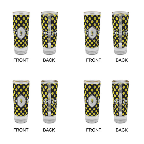 Bee & Polka Dots Glass Shot Glass - 2 oz - Set of 4 - APPROVAL