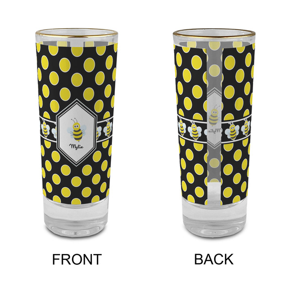 Bee & Polka Dots Glass Shot Glass - 2 oz - Single - APPROVAL