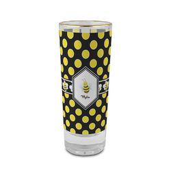 Bee & Polka Dots 2 oz Shot Glass - Glass with Gold Rim (Personalized)