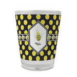 Bee & Polka Dots Glass Shot Glass - 1.5 oz - Single (Personalized)