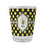 Bee & Polka Dots Glass Shot Glass - 1.5 oz - Single (Personalized)