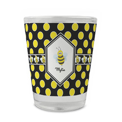 Bee & Polka Dots Glass Shot Glass - 1.5 oz - Single (Personalized)