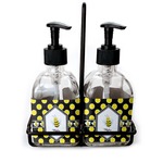 Bee & Polka Dots Glass Soap & Lotion Bottle Set (Personalized)
