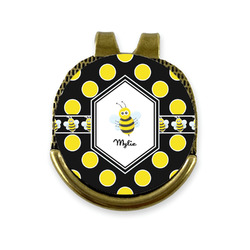 Bee & Polka Dots Golf Ball Marker - Hat Clip - Gold