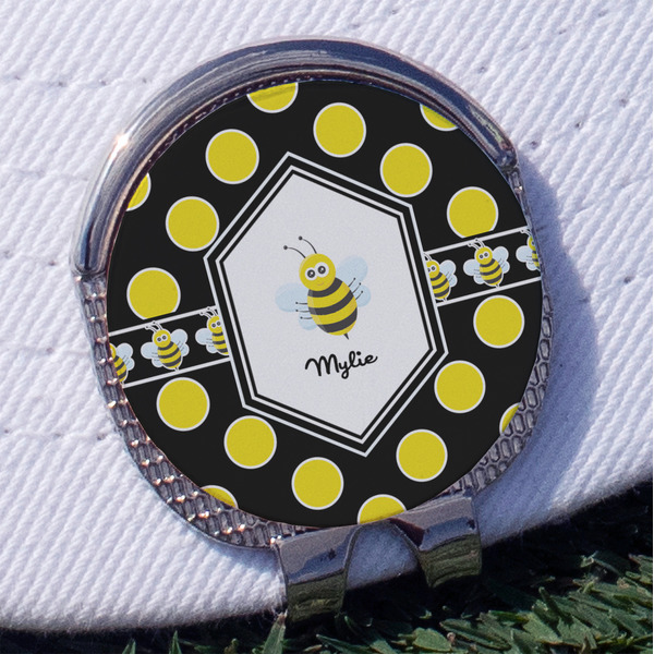 Custom Bee & Polka Dots Golf Ball Marker - Hat Clip