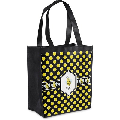 Bee & Polka Dots Grocery Bag (Personalized)