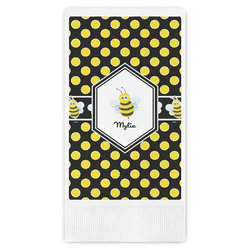 Bee & Polka Dots Guest Napkins - Full Color - Embossed Edge (Personalized)