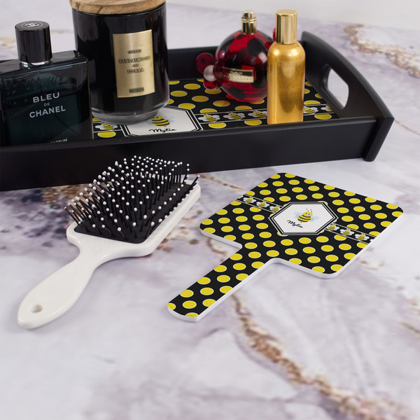 Bee & Polka Dots Hand Mirror - With Hair Brush