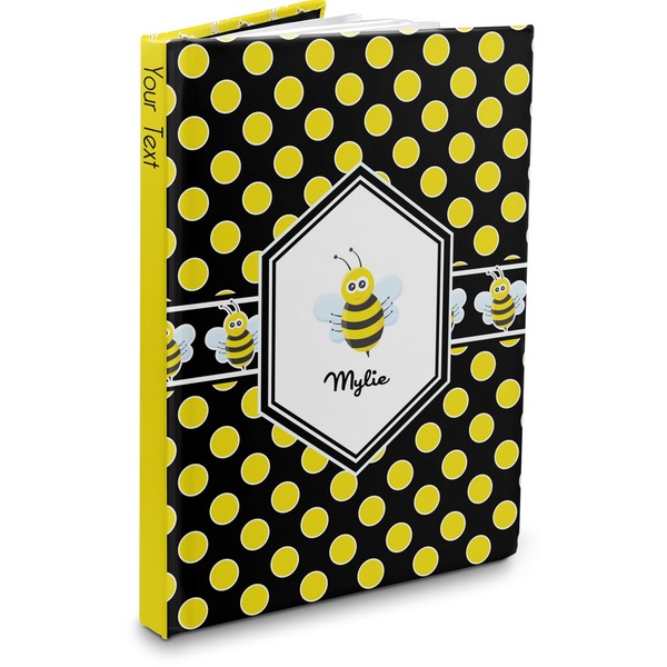 Custom Bee & Polka Dots Hardbound Journal - 5.75" x 8" (Personalized)
