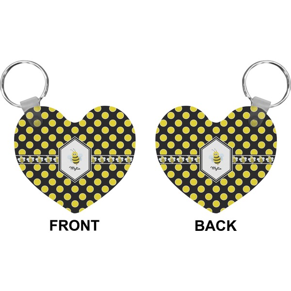 Bee & Polka Dots Heart Keychain (Front + Back)
