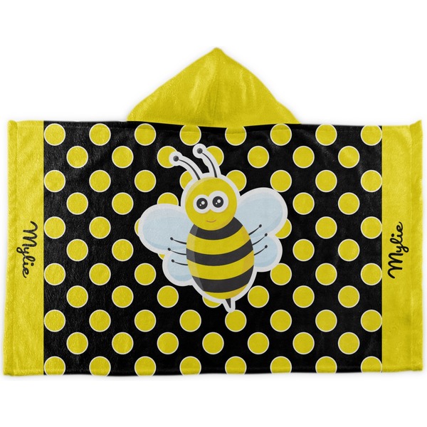 Custom Bee & Polka Dots Kids Hooded Towel (Personalized)