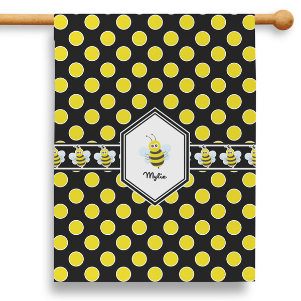 Custom Bee & Polka Dots 28" House Flag (Personalized)