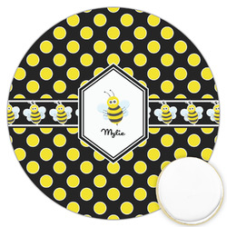 Bee & Polka Dots Printed Cookie Topper - 3.25" (Personalized)