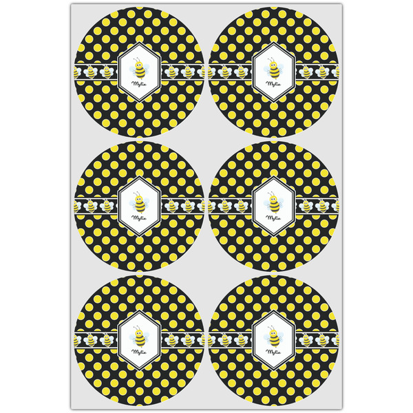 Bee & Polka Dots Icing Circle - Large - Set of 6