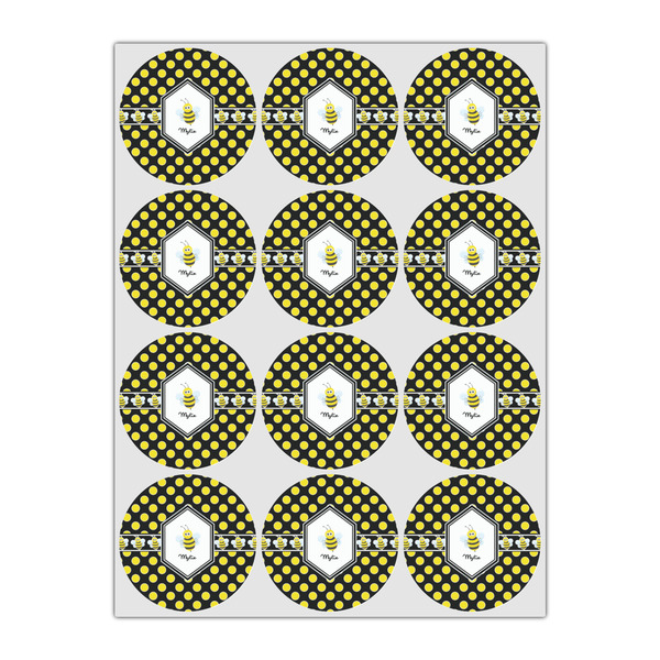 Bee & Polka Dots Icing Circle - Small - Set of 12