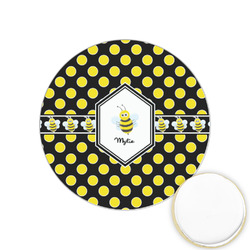 Bee & Polka Dots Printed Cookie Topper - 1.25" (Personalized)