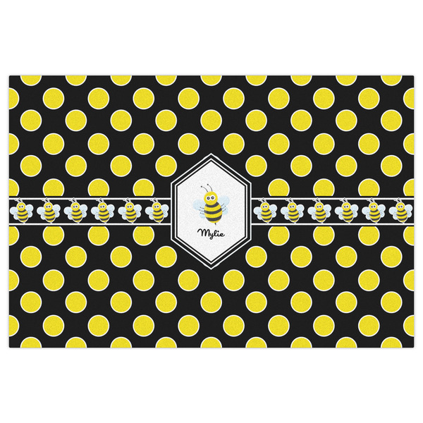 Bee & Polka Dots Indoor / Outdoor Rug - 4'x6' - Front Flat