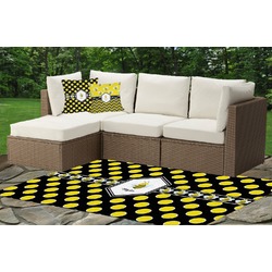 Bee & Polka Dots Indoor / Outdoor Rug - Custom Size w/ Name or Text