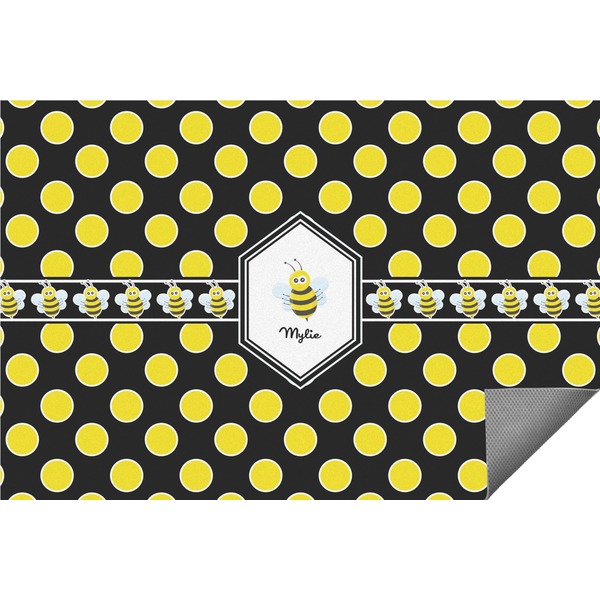 Custom Bee & Polka Dots Indoor / Outdoor Rug - 2'x3' (Personalized)