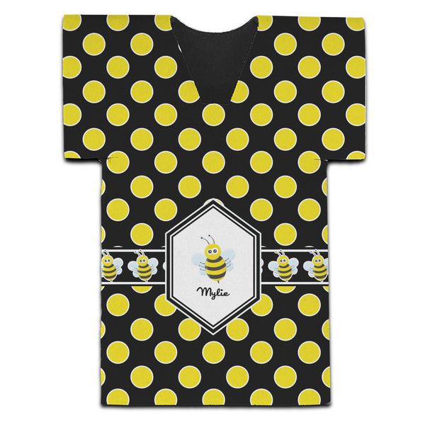Custom Bee & Polka Dots Jersey Bottle Cooler (Personalized)
