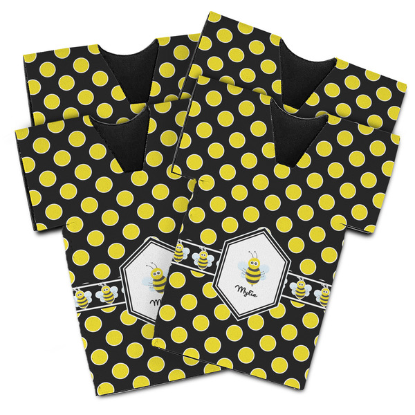 Bee & Polka Dots Jersey Bottle Cooler - Set of 4 - MAIN (flat)