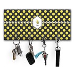 Bee & Polka Dots Key Hanger w/ 4 Hooks w/ Graphics and Text