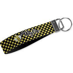 Bee & Polka Dots Webbing Keychain Fob - Large (Personalized)