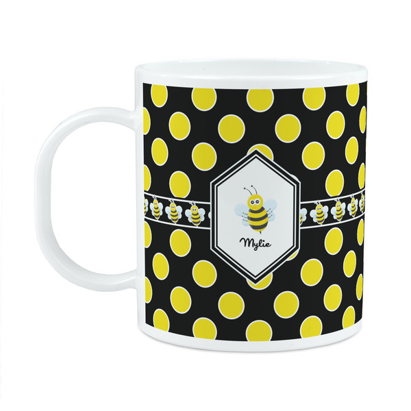 Custom Bee & Polka Dots Plastic Kids Mug (Personalized)