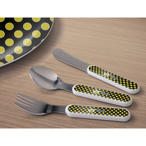 Bee & Polka Dots Kids Flatware w/ Plate