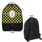 Bee & Polka Dots Large Backpack - Black - Front & Back View
