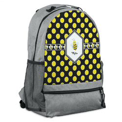 Bee & Polka Dots Backpack - Grey (Personalized)