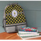 Bee & Polka Dots Large Backpack - Gray - On Desk
