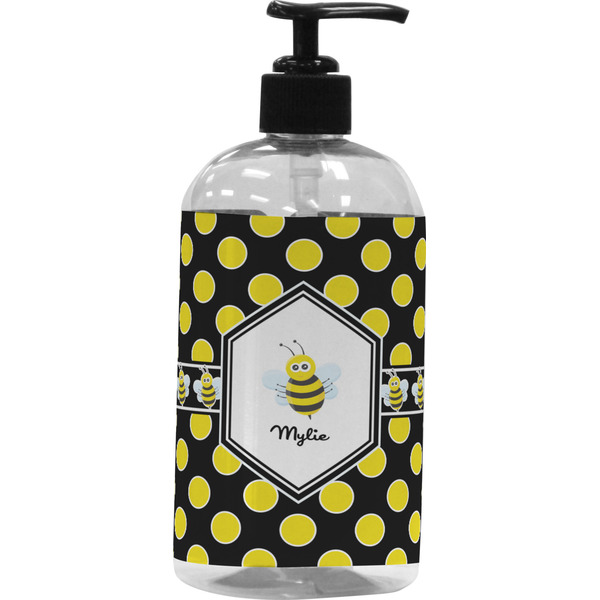 Custom Bee & Polka Dots Plastic Soap / Lotion Dispenser (Personalized)