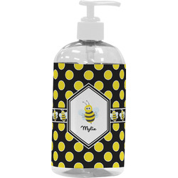 Bee & Polka Dots Plastic Soap / Lotion Dispenser (16 oz - Large - White) (Personalized)